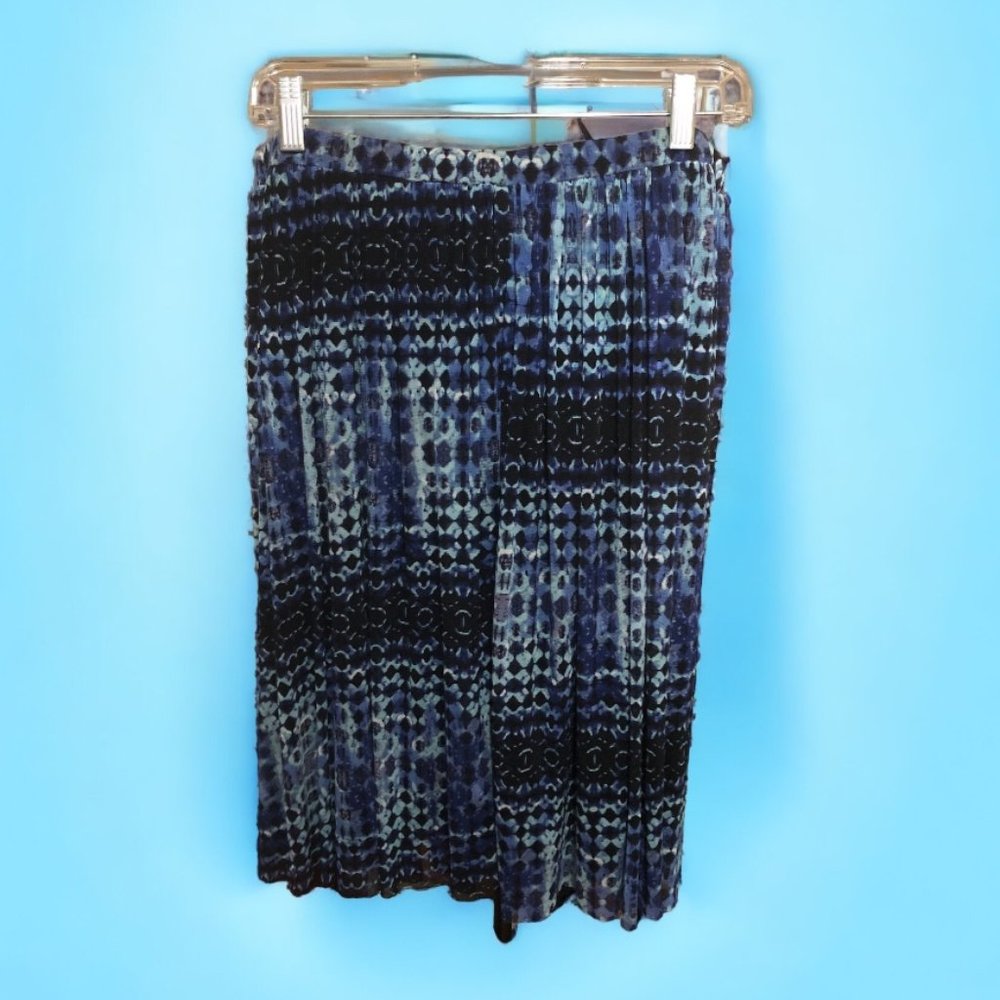 Spense Ruched Gathered Blue Black and Teal Skirt Size L